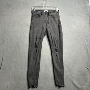 Judy Blue Black Skinny Jeans Size 5/27 Raw Hem Button Fly